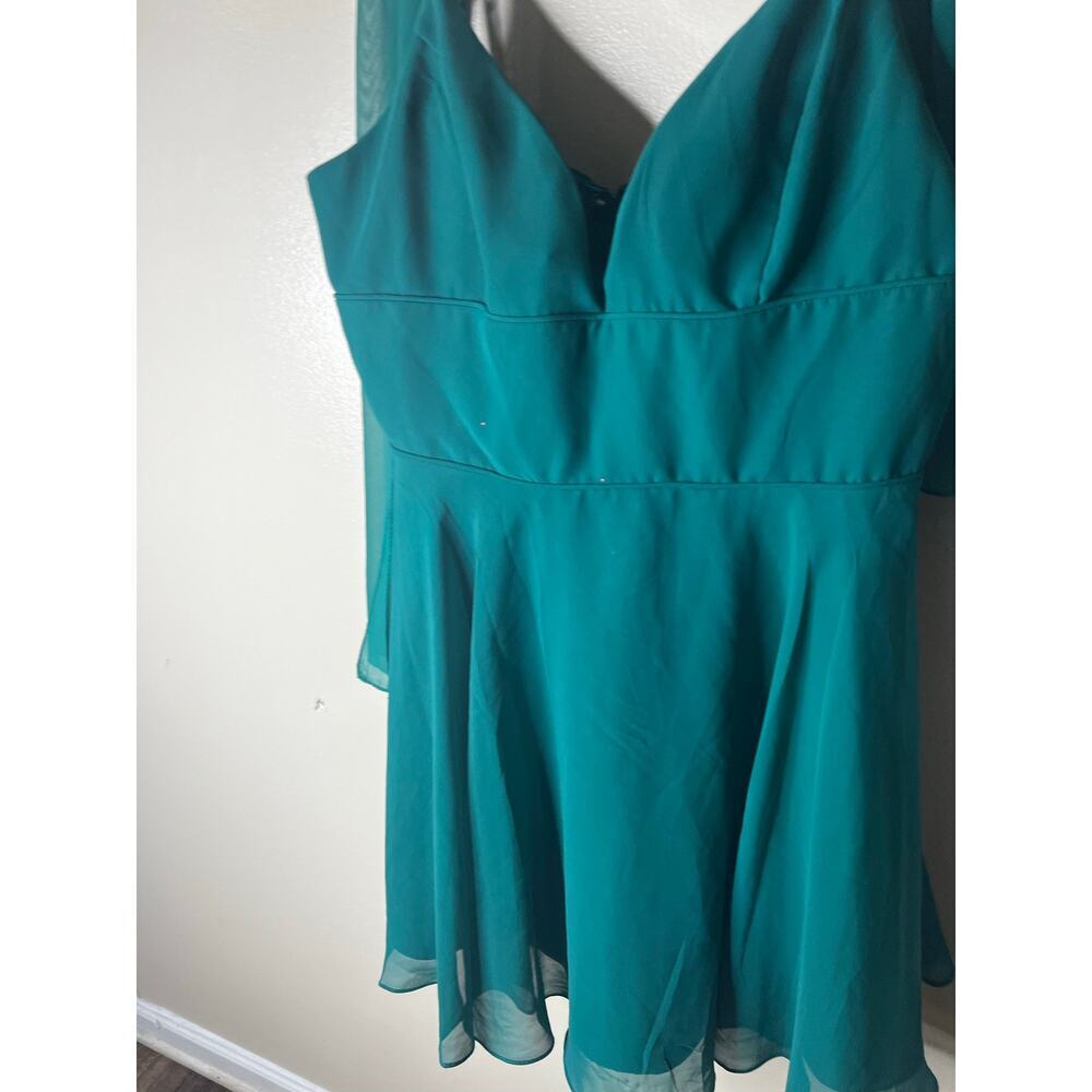 NWT Lucci Lu  A-line V Neck Mini Homecoming  Dress | Hunter Green -Size 18 - Picture 5 of 8